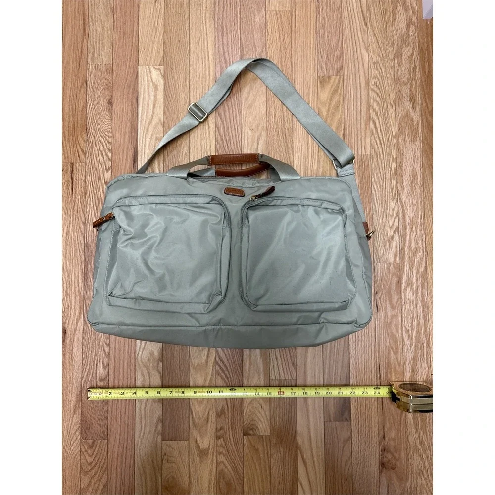 BRICS Olive Green Nylon Leather‎ Trim Weekender Travel Duffel Bag
